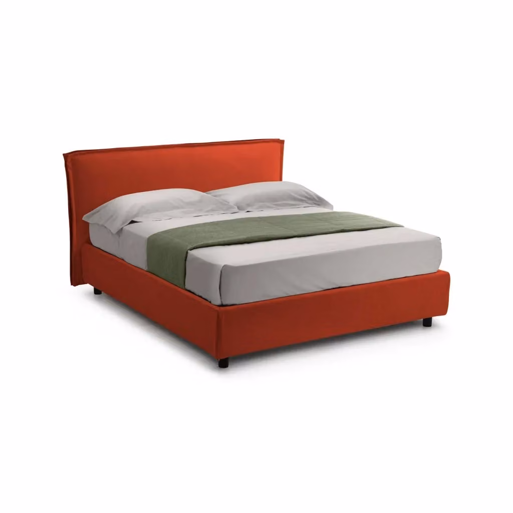 Letto alla francese DMORA Bronte arancione con base contenitore lift up, L/P: 120 x 200 cm – 2