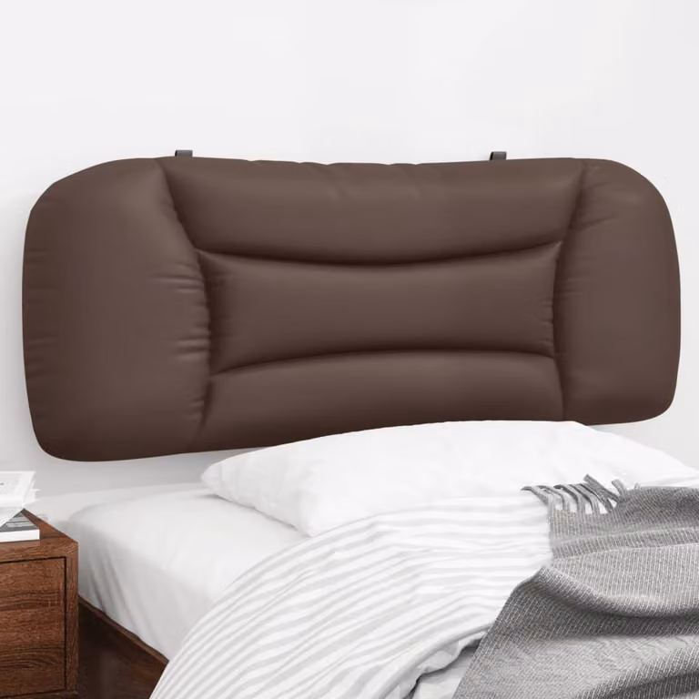 vidaXL Cuscino Testiera Hvar Marrone in Similpelle con Design a Righe, L: 110 cm, H: 48 cm, P: 15 cm