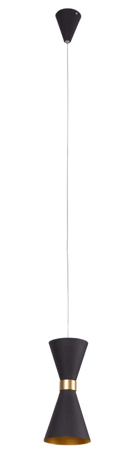 Lampada a sospensione LED CORNET nero-oro 5W, bianco caldo 300 lm, metallo, dimensioni: 130x12x12 cm, IP20, Maxlight