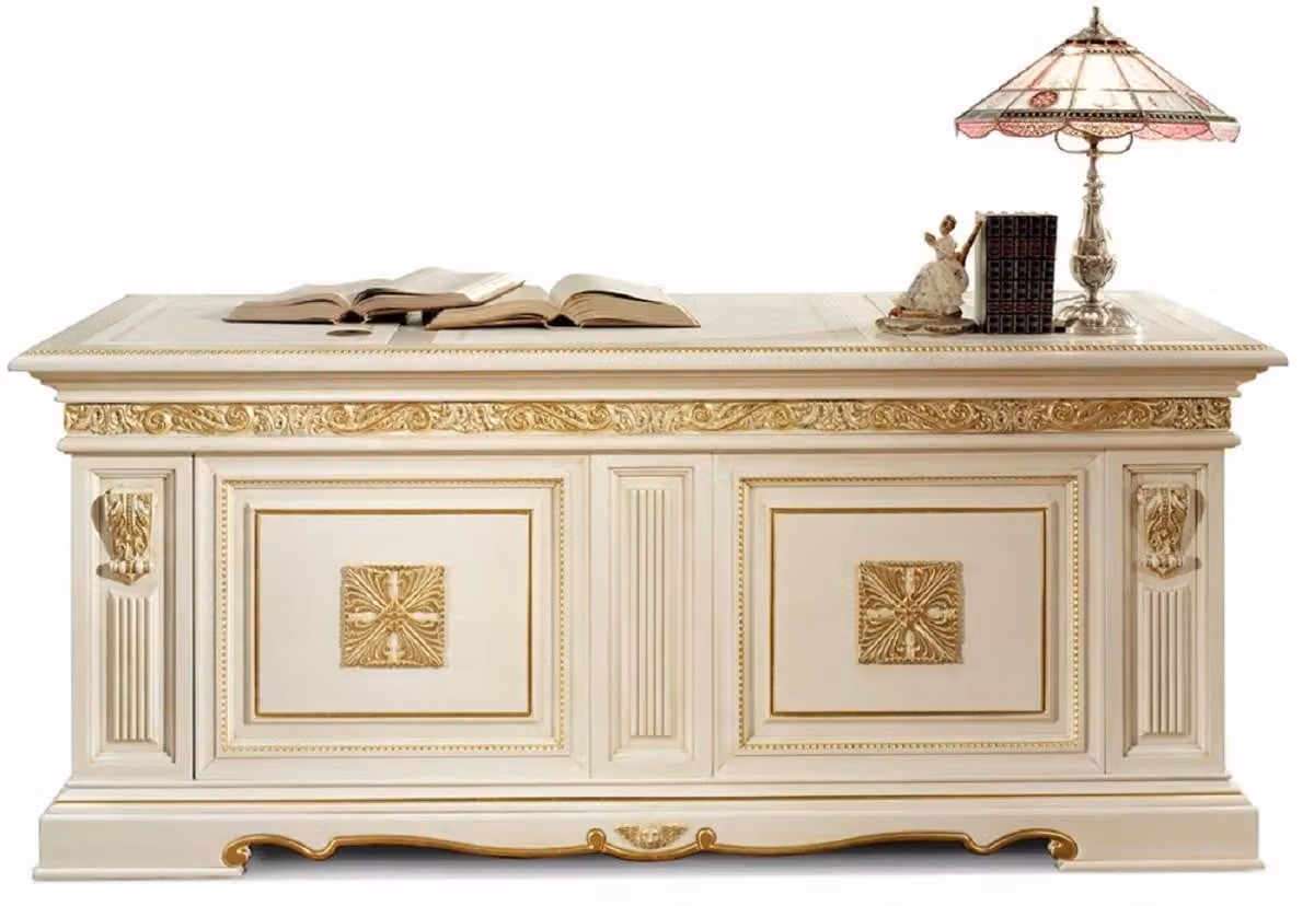 Casa Padrino scrivania barocca bianco/oro 196 cm - Italy