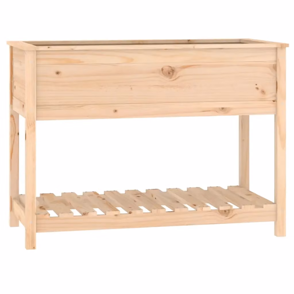 L/P/H: 111,5 x 54 x 81 cm Fioriera con Mensola Design Mania in Legno Massello di Pino Marrone per Orto e Giardino – 2