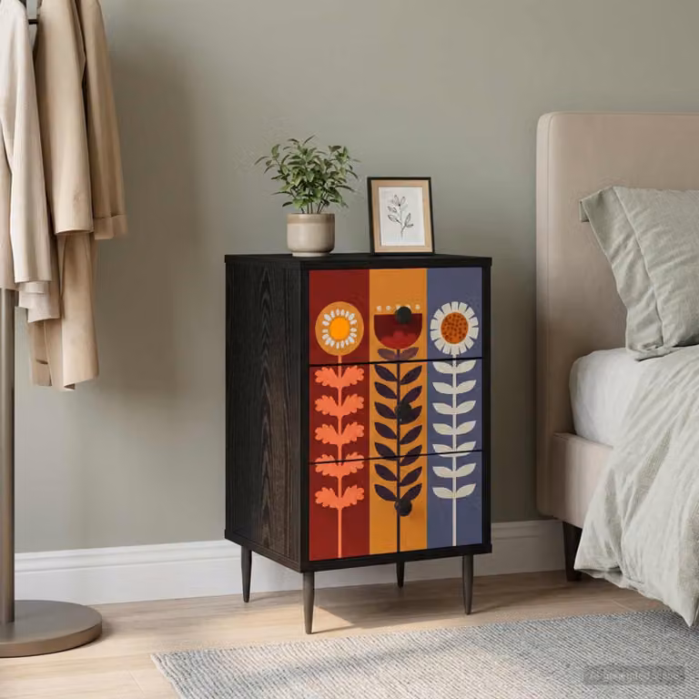 vidaXL Armadio da Notte ESSEN Rovere e Nero Moderno L: 36 cm, P: 33 cm, H: 61 cm