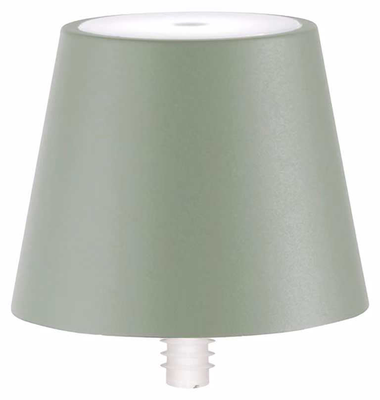 Lampada a led Poldina STOPPER di Zafferano ricaricabile e portatile colore Salvia con batteria fino a 12 ore