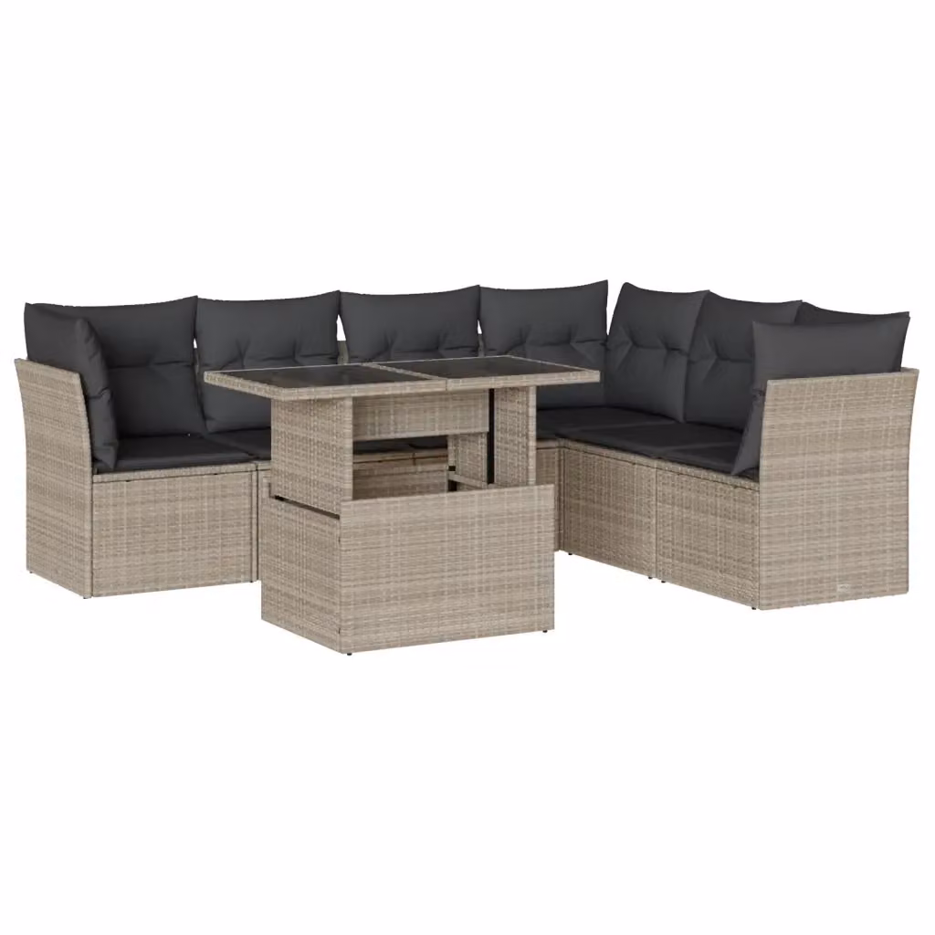 Set Divani da Giardino vidaXL 7 Pezzi a Forma di L con Tavolino e Cuscini Grigio Antracite – 2
