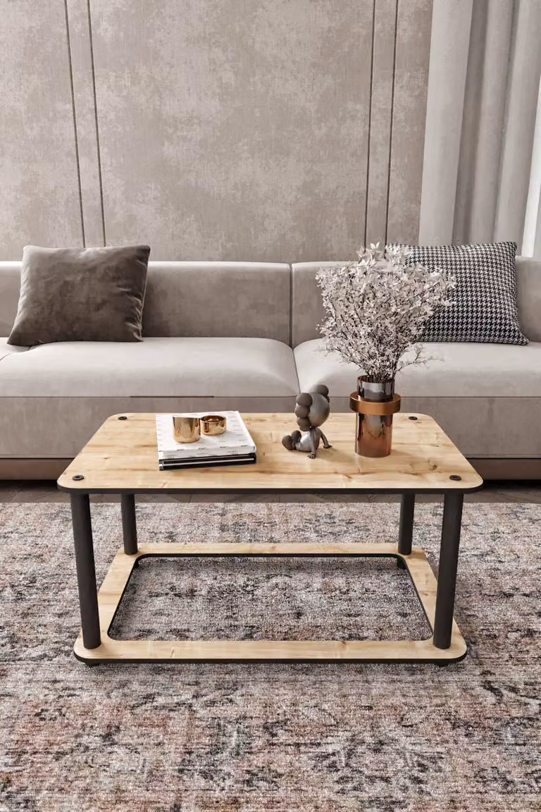 Skye Decor, tavolino di alta qualità in MDF al 100%, rovere, 70 x 38 x 42 cm | Gambe robuste e compatte | Stile moderno e industriale in marrone a tinta unita | Perfetto per la tua casa.