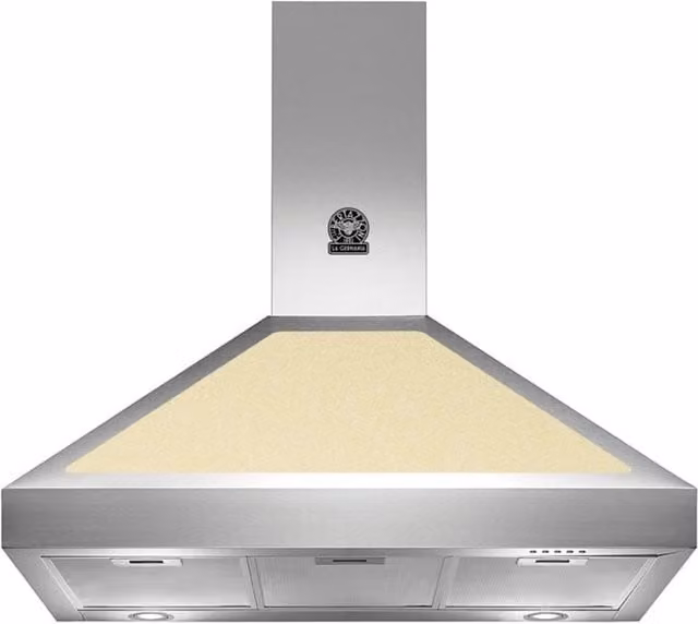 Cappa da parete La Germania K90AMHCRA/19 in acciaio inox e argento con display LED e filtro a carboni attivi