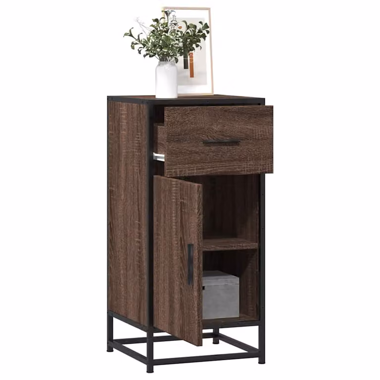 Credenza stile industrial vidaXL in legno e metallo, colore marrone, L 35,5 cm x P 35 cm x H 76 cm