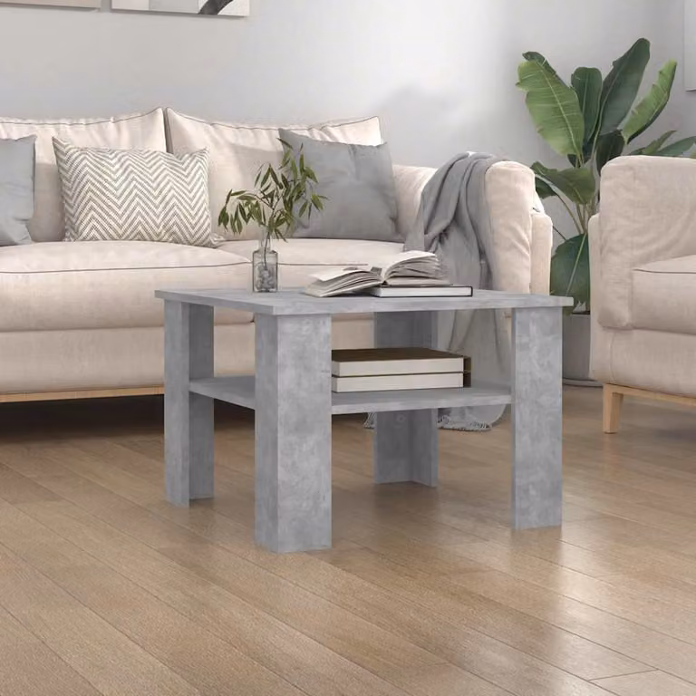 vidaXL Tavolino da Salotto Moderno Quadrato in Grigio, L/P/H: 60 x 60 x 42 cm
