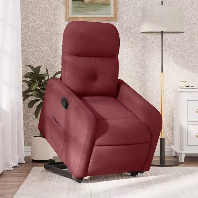 Poltrona Alzapersona Reclinabile vidaXL in Tessuto Rosso con Braccioli e Assistenza Elettrica per Senior – 1