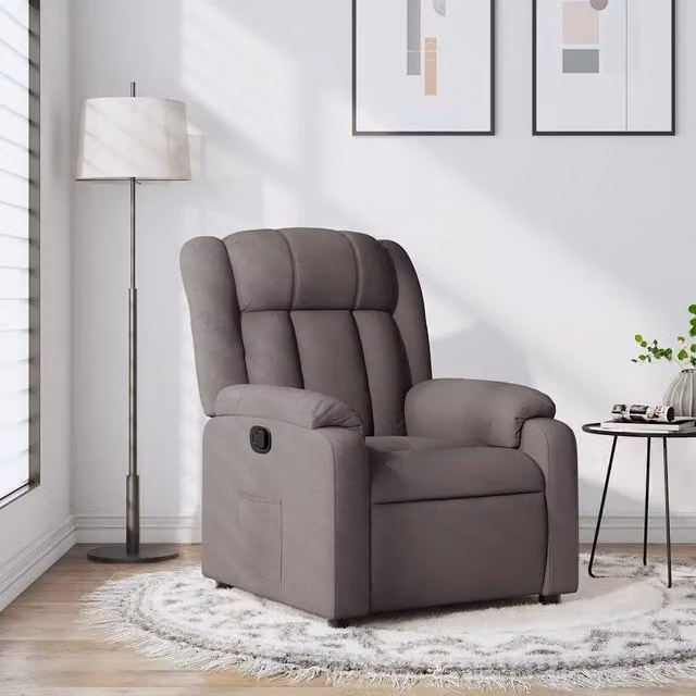 Poltrona Reclinabile Relax vidaXL in Tessuto Beige e Grigio con Braccioli e Regolazione Manuale