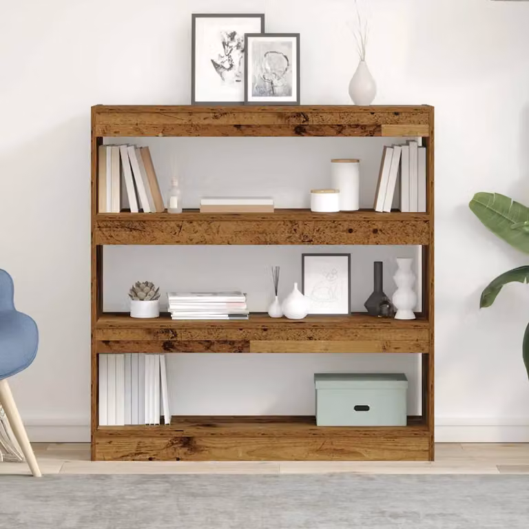 vidaXL Armadio per Libri a 3 Livelli in Legno Vecchio Marrone L: 100 cm, P: 30 cm, H: 103 cm