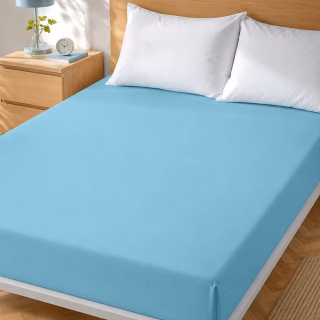 Lenzuolo con angoli matrimoniale KASANOVA in cotone azzurro 180x200 cm