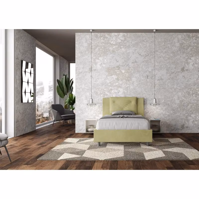 Letto imbottito Appia Ityhome colore verde in microfibra con rete L: 110 cm, P: 222 cm, H: 125 cm – 2