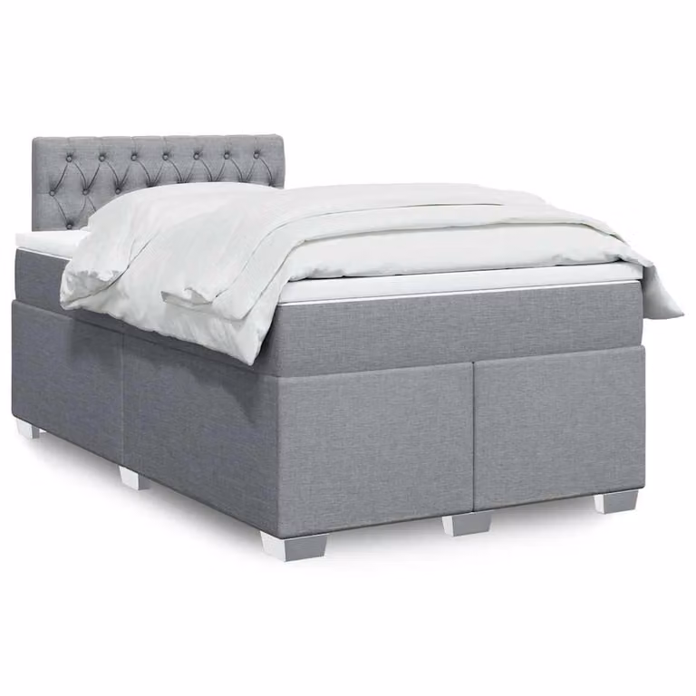 vidaXL Giroletto a Molle con Materasso in Tessuto Grigio e Bianco L/P/H: 120 x 190 cm