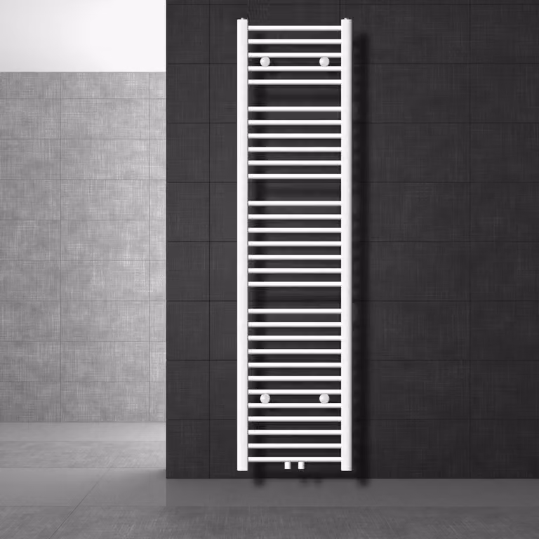 LuxeBath Radiatore da bagno Sahara 400x1800 mm Bianco diritto con attacco centrale Radiatore Scaldasalviette Asciugasalviette Radiatore per asciugamani senza elemento riscaldante