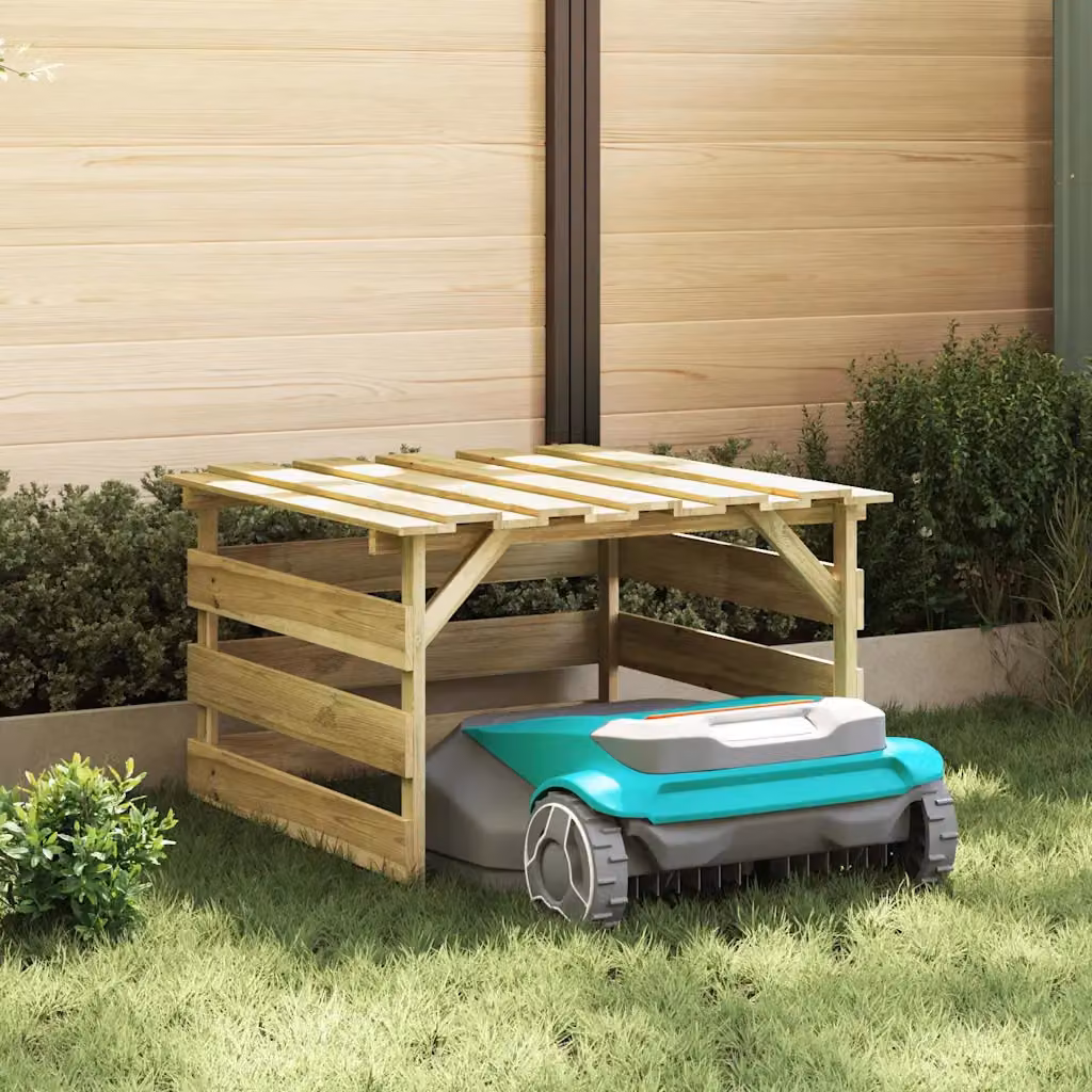 Garage per tosaerba vidaXL in legno marrone stile rustico L 84 cm x P 80 cm x H 56 cm