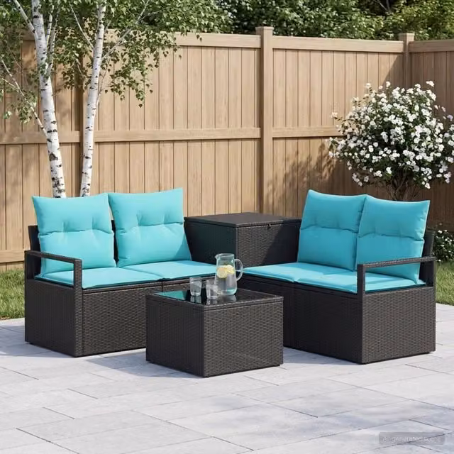 Set di divani 6 pz Nero e Blu 55 x 55 x 37 cm 3447228