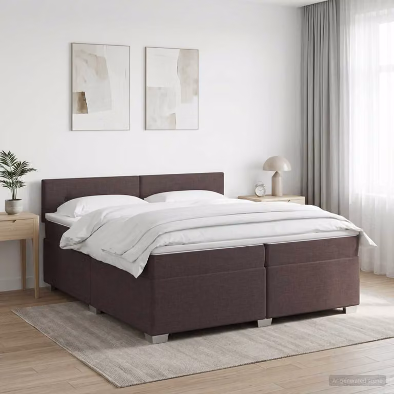 Letto box spring con materasso ibrido vidaXL in marrone e bianco L/P: 200 x 200 cm