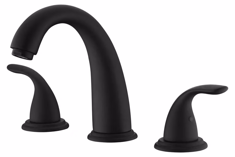Miscelatore per vasca da bagno a 3 fori, finitura nero opaco, alta portata, foro di 32 mm