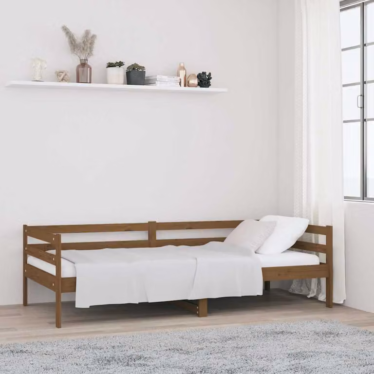 vidaXL Dormeuse Ambra in Legno di Pino Massello, Marrone e Bianco, L/P/H: 190 x 90 x 56,5 cm