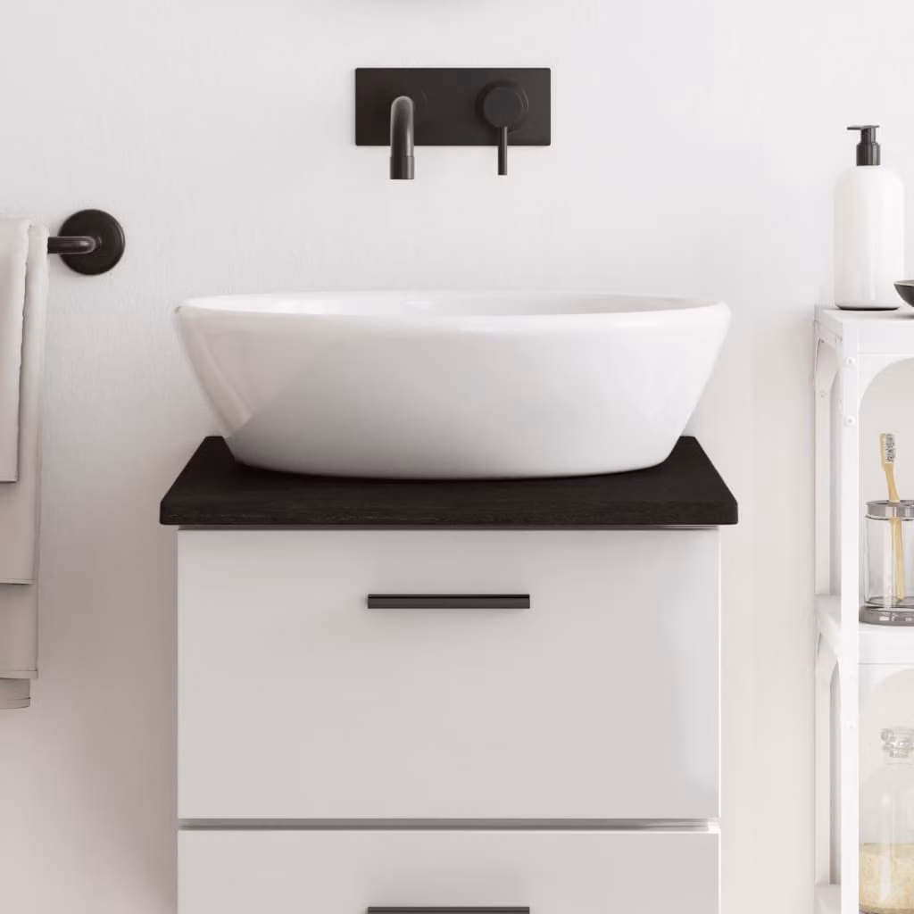 Piano Bagno vidaXL in Legno Massello Trattato, Colore Marrone, L 50 cm x P 40 cm x H 2 cm