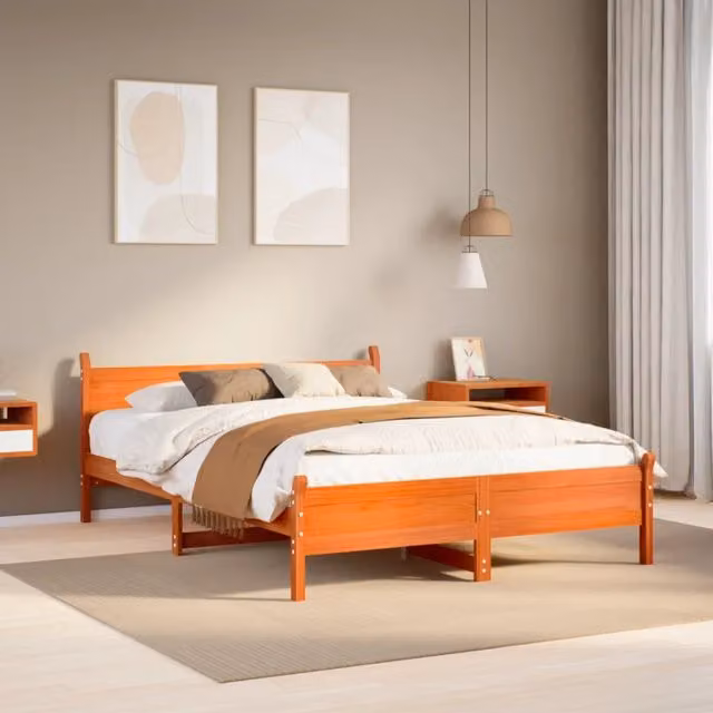 Letto in legno di pino Marrone Cera vidaXL senza materasso L/P: 120 x 190 cm