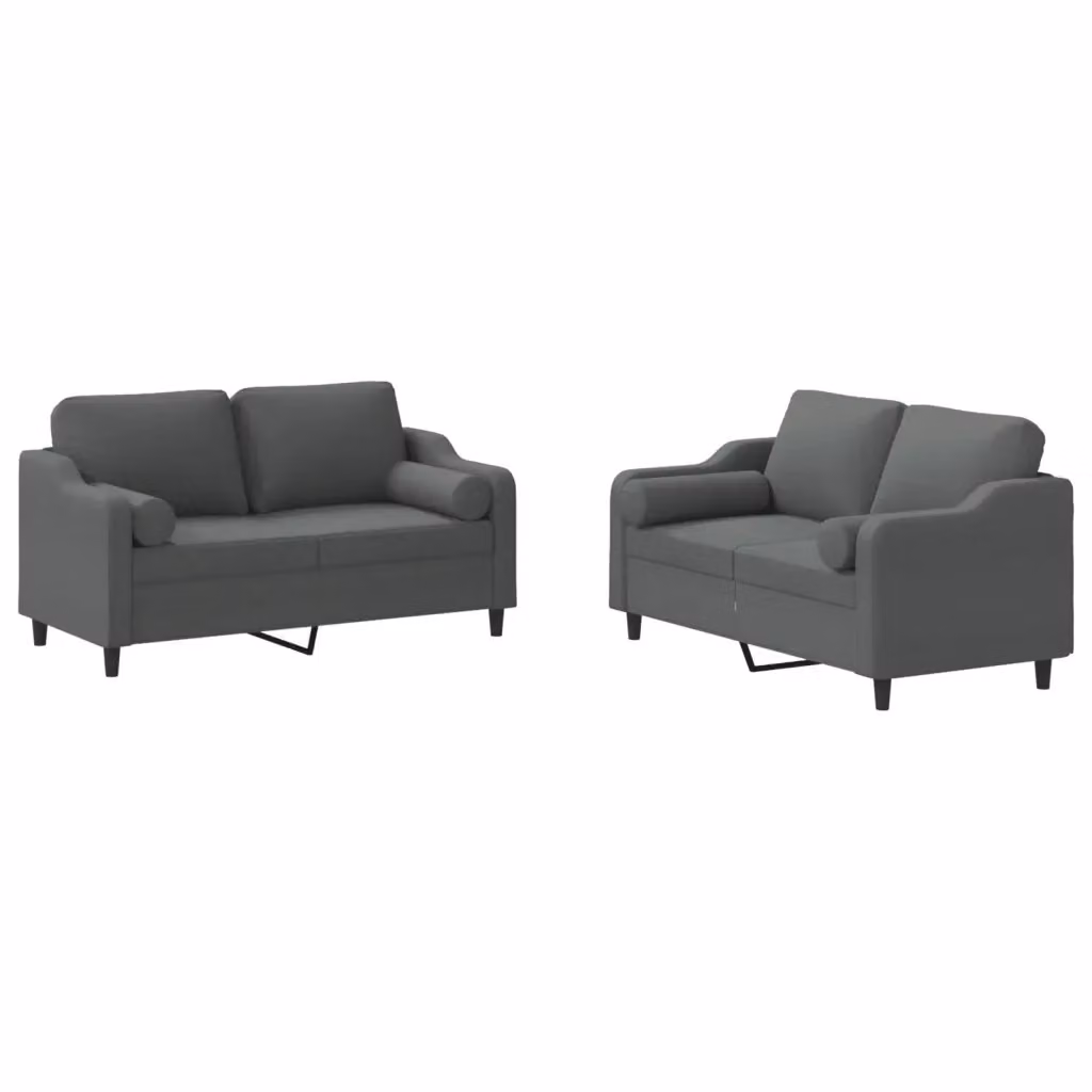 Set di 2 divani moderni vidaXL in tessuto grigio con cuscini per soggiorno – 2