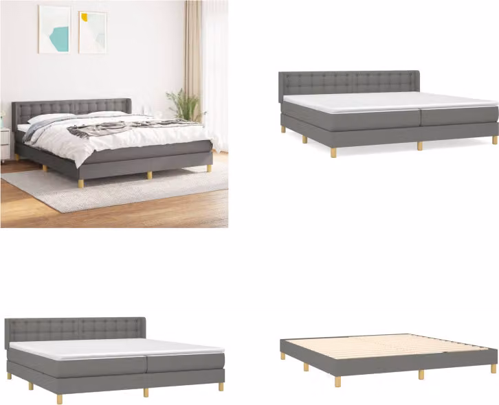 vidaXL Letto boxspring con materasso in tessuto grigio scuro 160x200 cm - Letto boxspring - Boxspringbetten - Bett - Schlafzimmermöbel