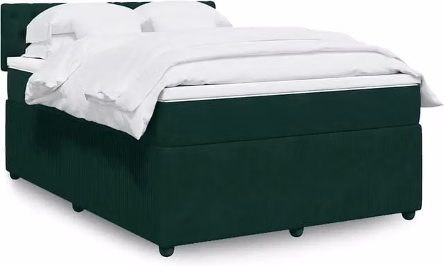 Letto Ibrido con Materasso e Struttura in Velluto Verde Scuro vidaXL L/P: 140 x 200 cm – 1