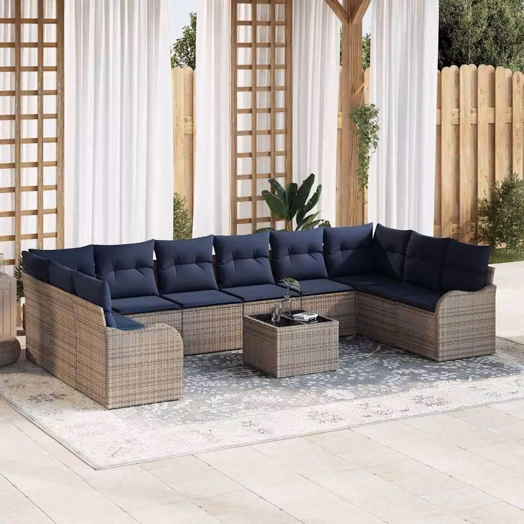Maison Exclusive - Set di divani, 11 pezzi, grigio, in poliestere