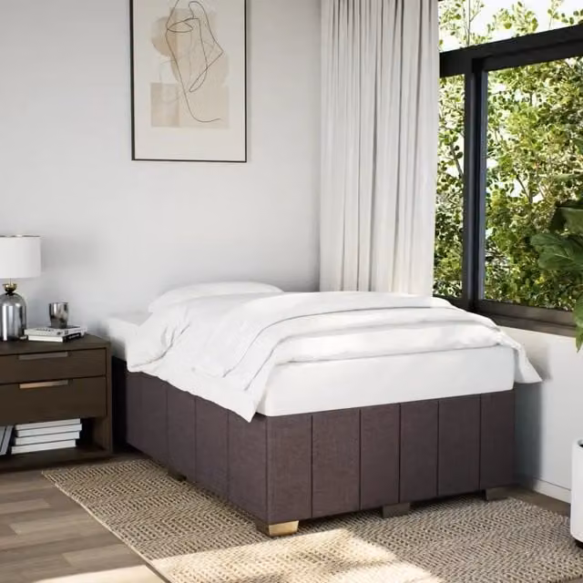 Giroletto vidaXL in tessuto marrone con doghe in legno e struttura in pino L/P/H: 200 x 120 x 30 cm – 1