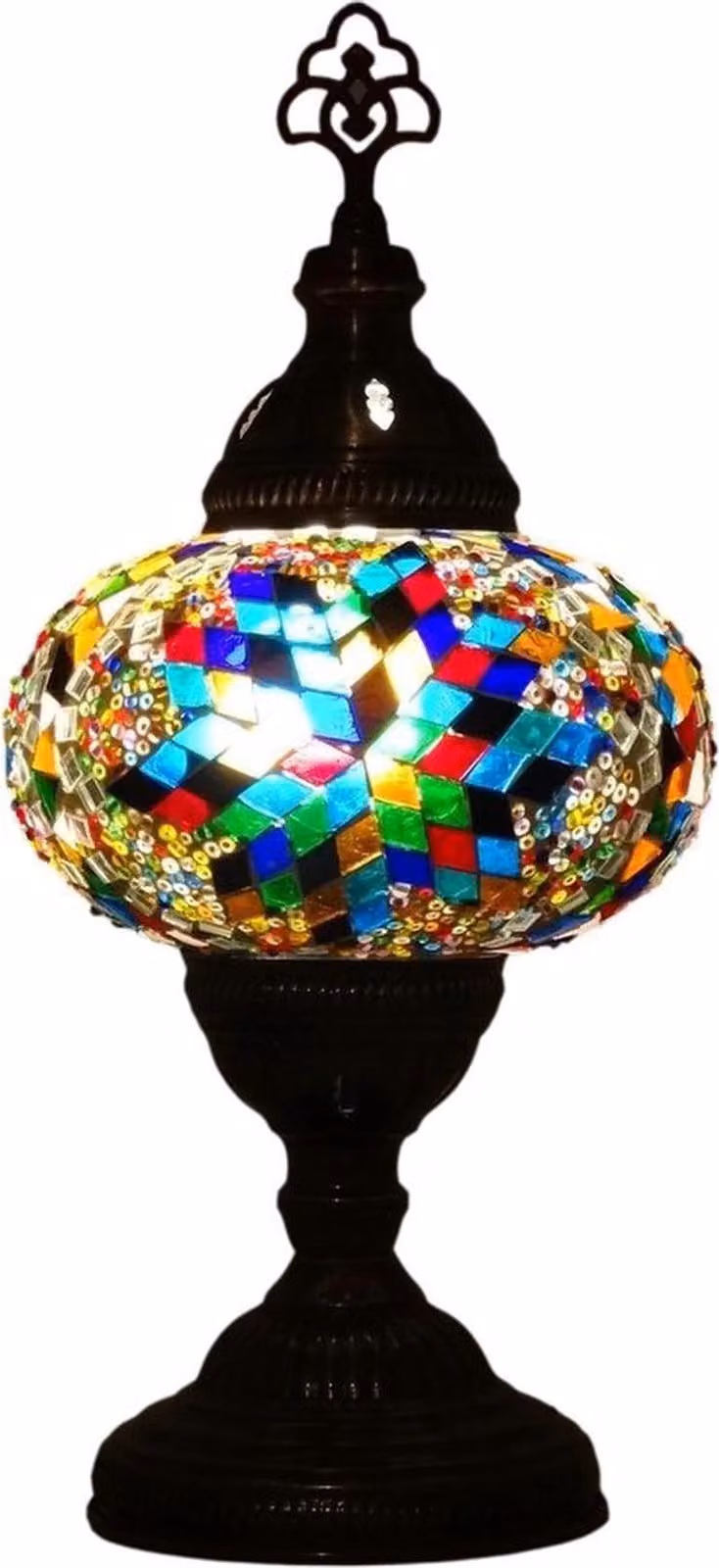 Lampada da tavolo turca con mosaico colorato di 13 cm - Lampada orientale realizzata a mano per una luce suggestiva