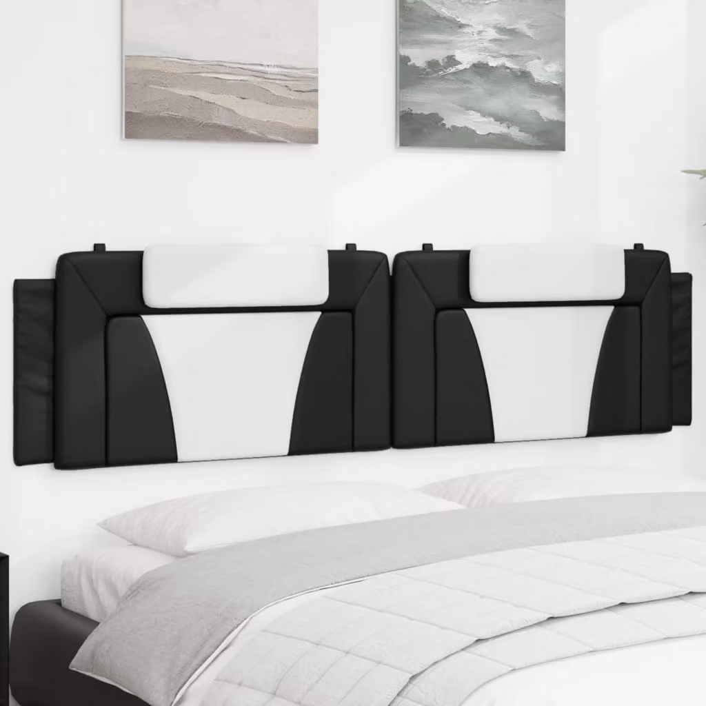 vidaXL Cuscino Testiera Viana in Similpelle Nero e Bianco, Larghezza: 193 cm
