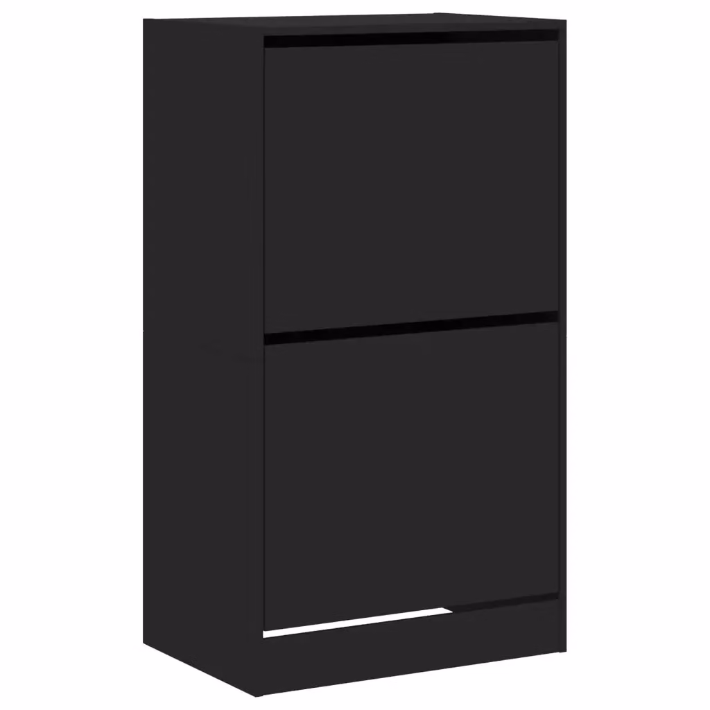 Scarpiera moderna vidaXL nera con 2 scomparti ribaltabili da appendere al muro L: 60 cm, P: 42 cm, H: 108 cm – 2