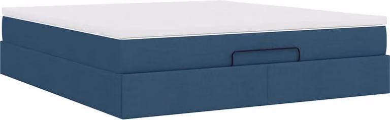Struttura Letto Pouf con Materasso Blu 180x200cm in Tessuto