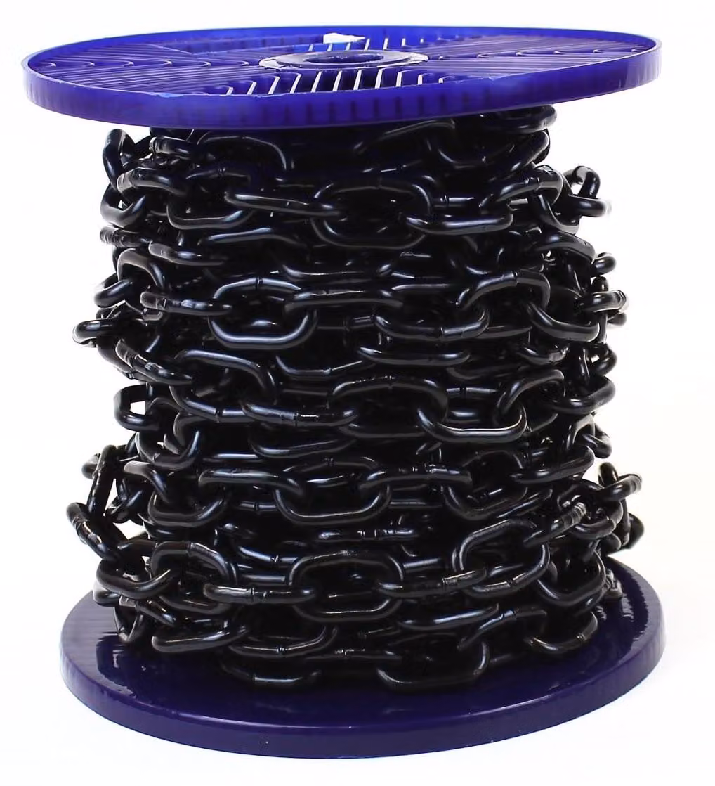 Catena in acciaio da 6 mm, colore nero intenso, lunghezza 1 metro, versione robusta