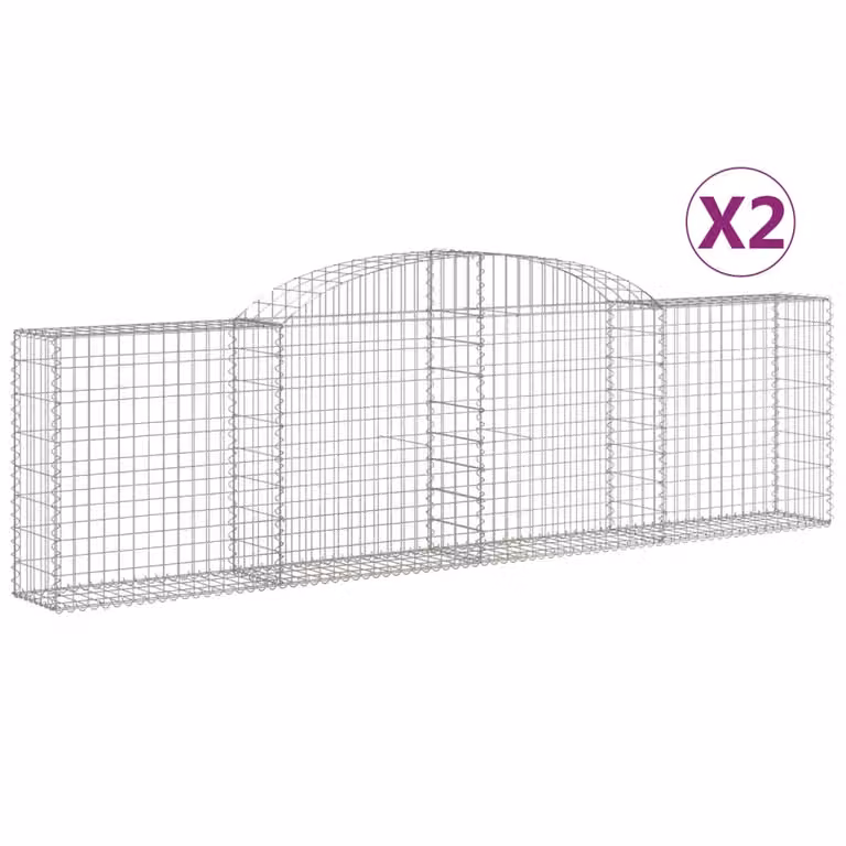 Cesti Gabbioni ad Arco 2 pz 300x30x80/100 cm Ferro Zincato