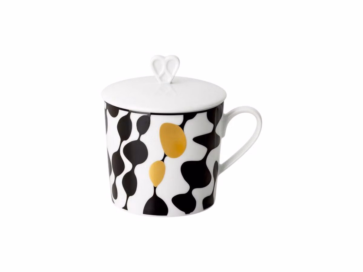 Home Monochrome Bubbles Tazza - con Manico e Coperchio