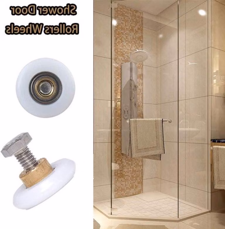 Rulli di ricambio per porte doccia scorrevoli, disponibili in 4 diverse dimensioni, adatti a porte scorrevoli da 19 mm a 27 mm, inclusi i bulloni per una facile installazione