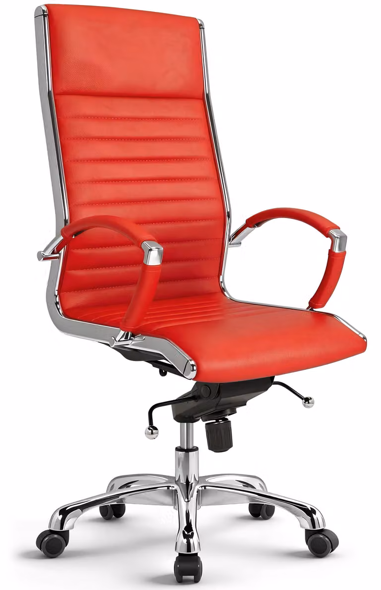 VERSEE Montreal sedia da ufficio in pelle rossa - sedia direzionale ergonomica con schienale alto, comoda sedia girevole, imbottitura di alta qualità, supporta fino a 150 kg
