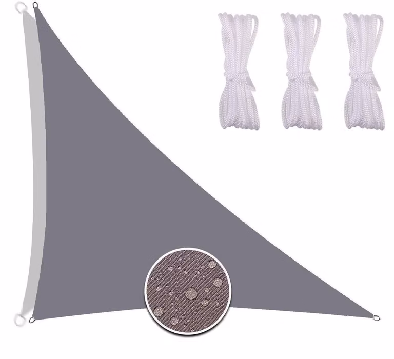 Telo ombreggiante impermeabile, 3x3x4,3 metri, colore grigio, realizzato in tessuto Oxford, con cordini di fissaggio per pergole