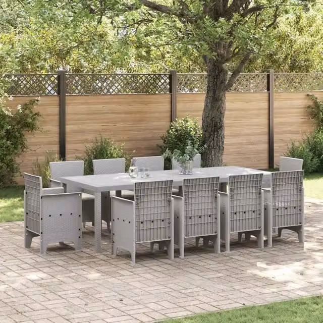 Set da Pranzo per Giardino 11 pz Grigio chiaro Polipropilene 3378611