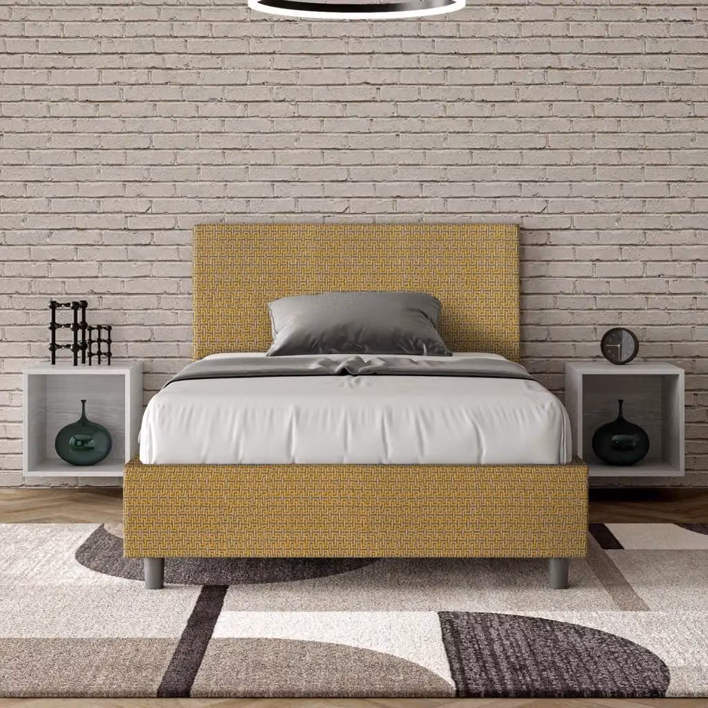 Letto 1 Piazza e Mezzo GIORDANOSHOP con Rete Adele Labirinto 06 Giallo L/P/H: 120 x 200 cm – 2