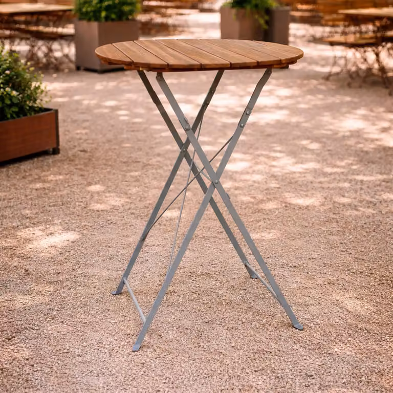 Tavolo da birreria all'aperto Tavolo pieghevole Tavolo alto pieghevole Acacia Acciaio Ø80 cm
