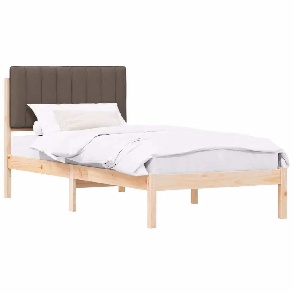 Letto con Testiera Rivestita in Tessuto e Pino Massello vidaXL L/P/H: 90 x 190 x 84,5 cm – 2
