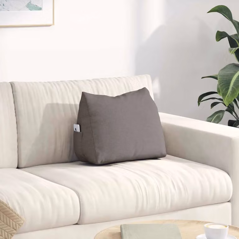 Cuscino a cuneo per schiena vidaXL con rivestimento rimovibile in poliestere, disponibile in beige o grigio, L 45 x P 20 x H 35 cm