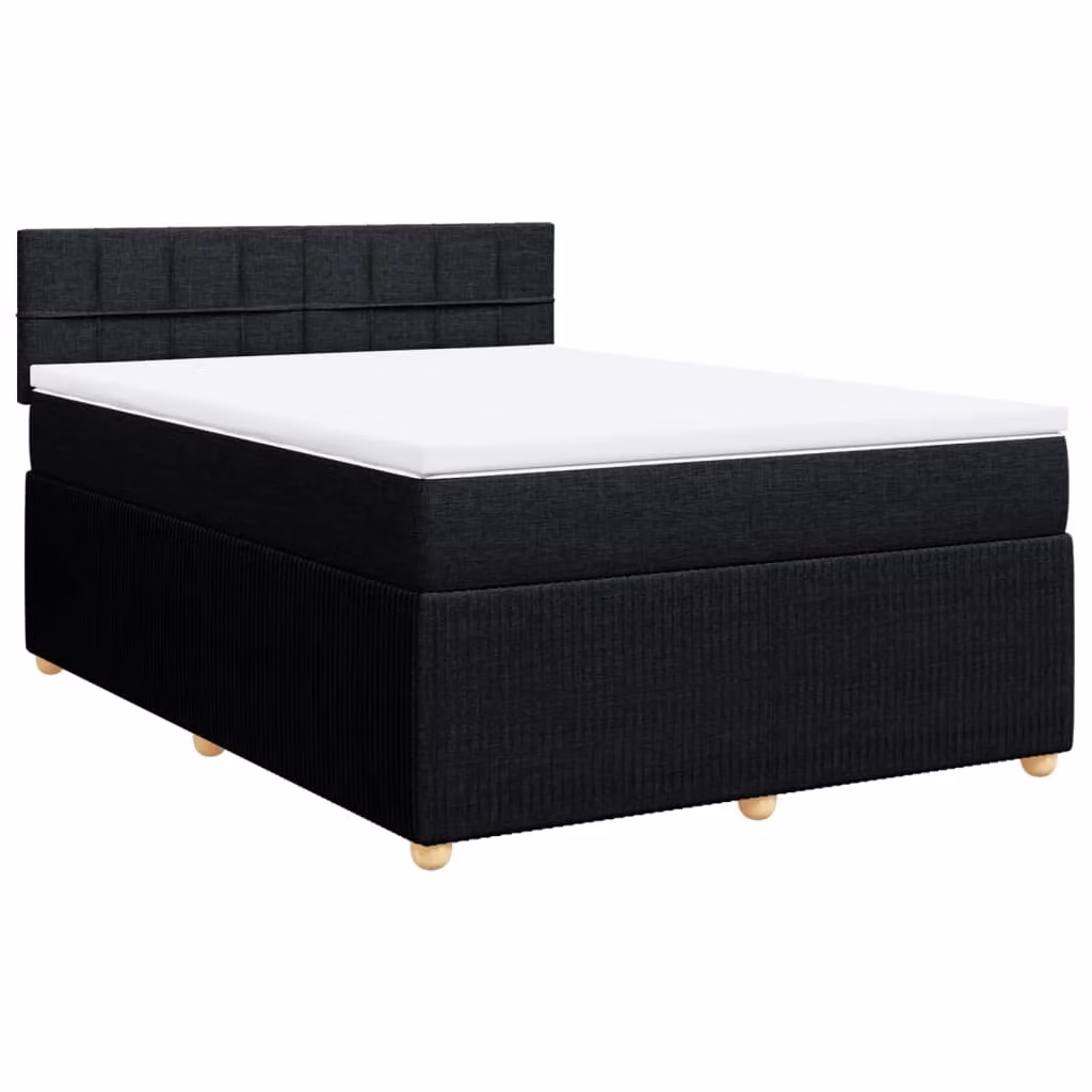 Giroletto a Molle con Materasso Nero 140x190 cm in Tessuto