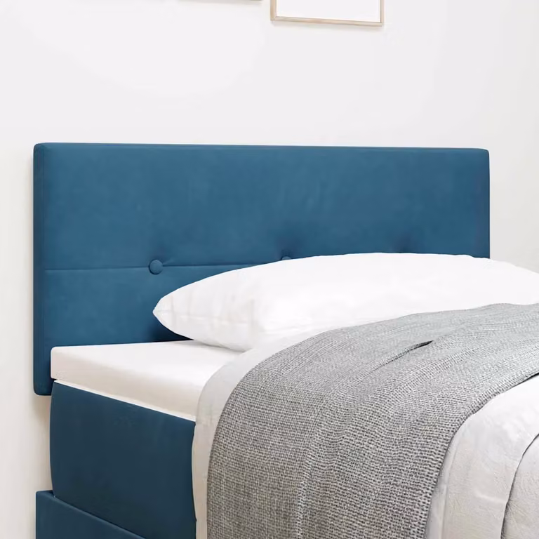 Testiera per letto vidaXL in velluto blu con illuminazione LED integrata, Larghezza: 90 cm