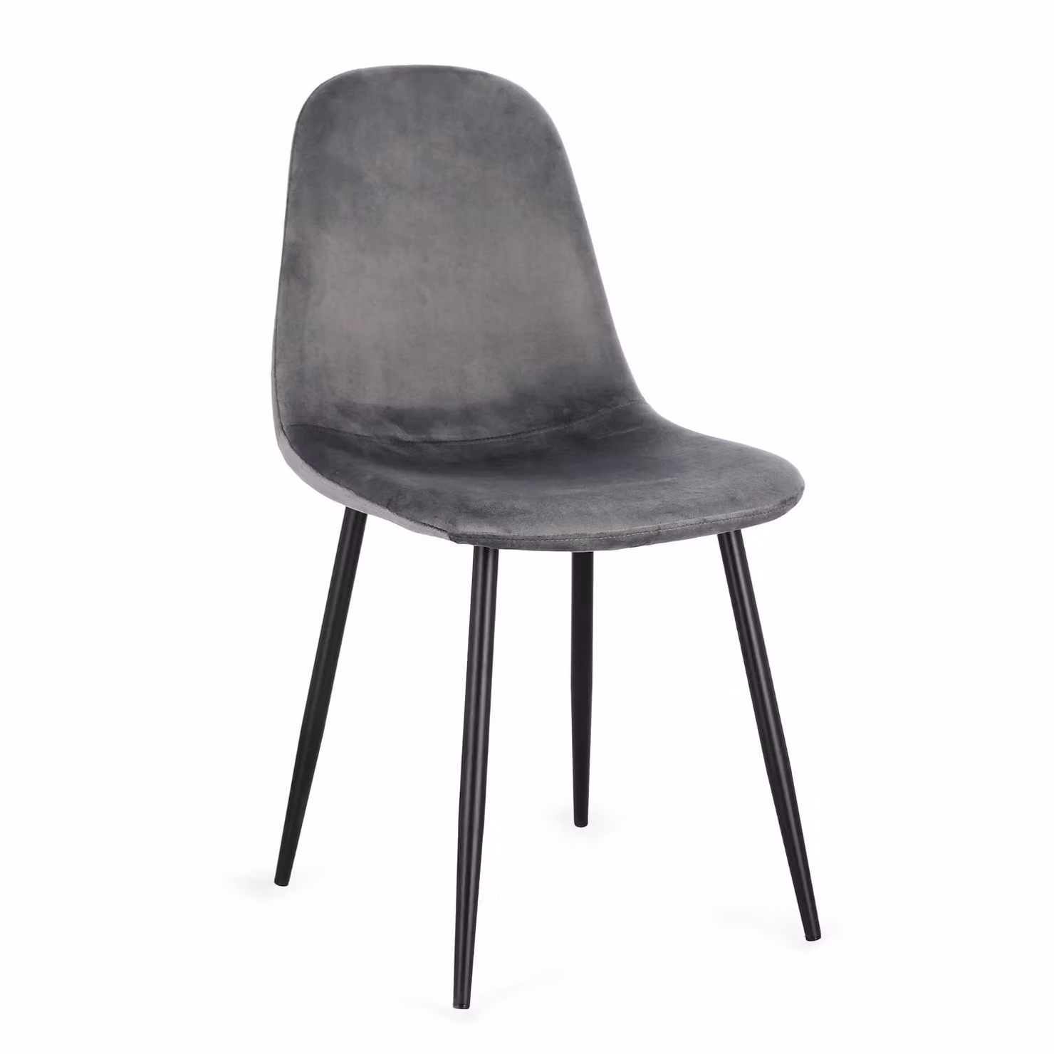 Set di 4 sedie IRELIA effetto tessuto effetto velluto grigio e gambe in acciaio antracite, 44x52x86 cm