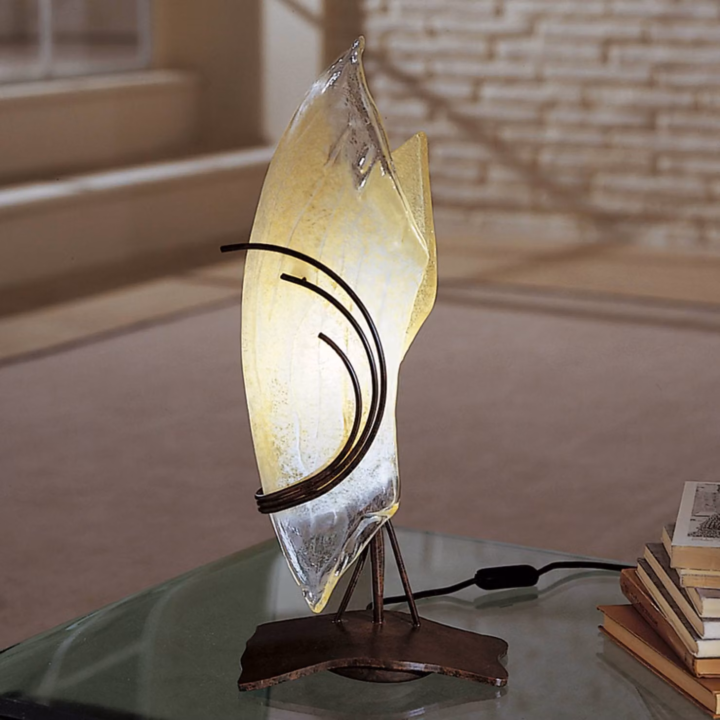 Sil-Lux Lampada da tavolo di design ROMA, Crema / Ambra, Soggiorno / Sala da pranzo, Metallo, Lampada da tavolo